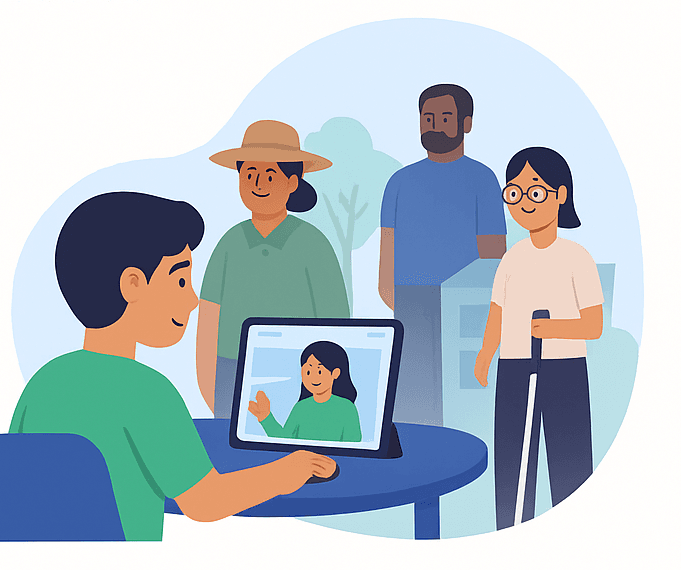 Estudiantes diversos usando Nexsora